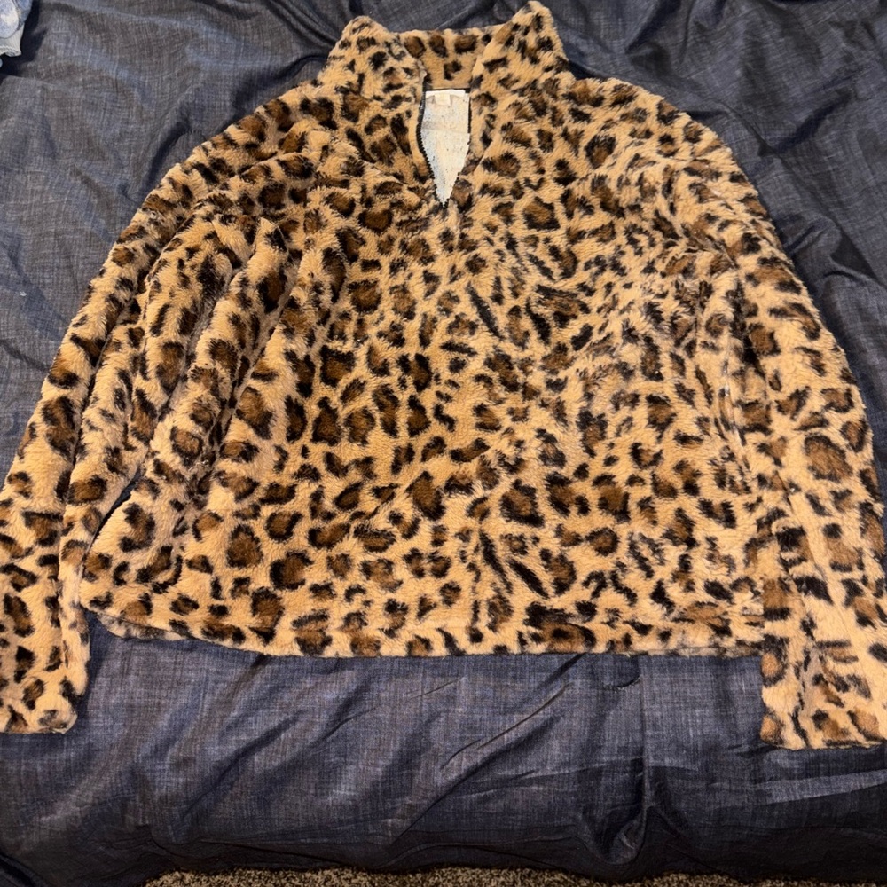 Leopard Print Faux Fur Jacket
